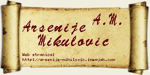 Arsenije Mikulović vizit kartica